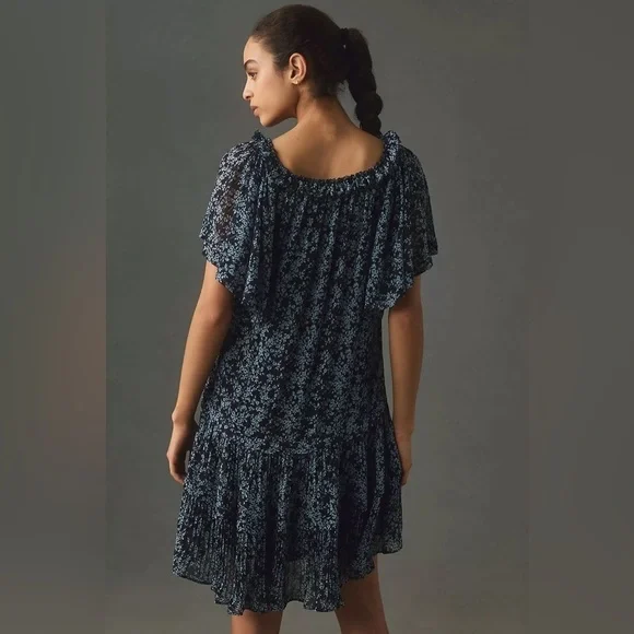 Anthropologie Short-Sleeve Keyhole Swing Tunic Mini Dress - Picture 3 of 15